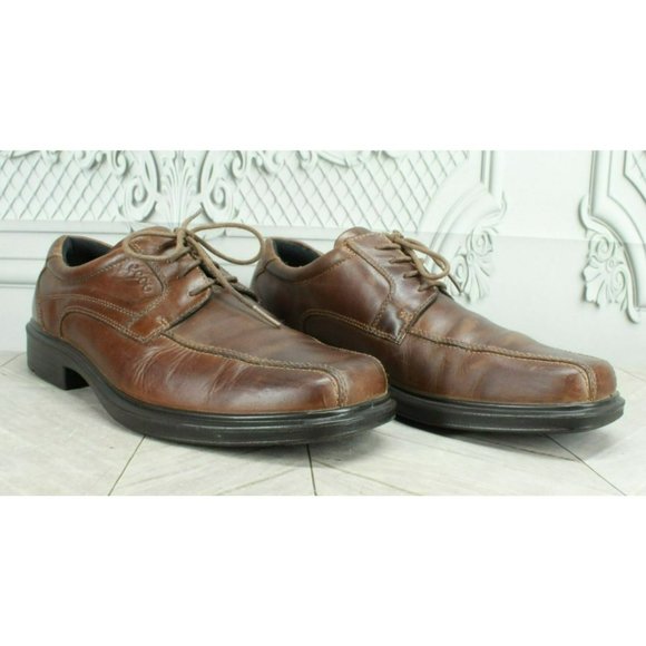 Ecco Brown Leather Lace Up Slip On Oxford Dress Shoes Size 42 US 9 - Picture 3 of 9